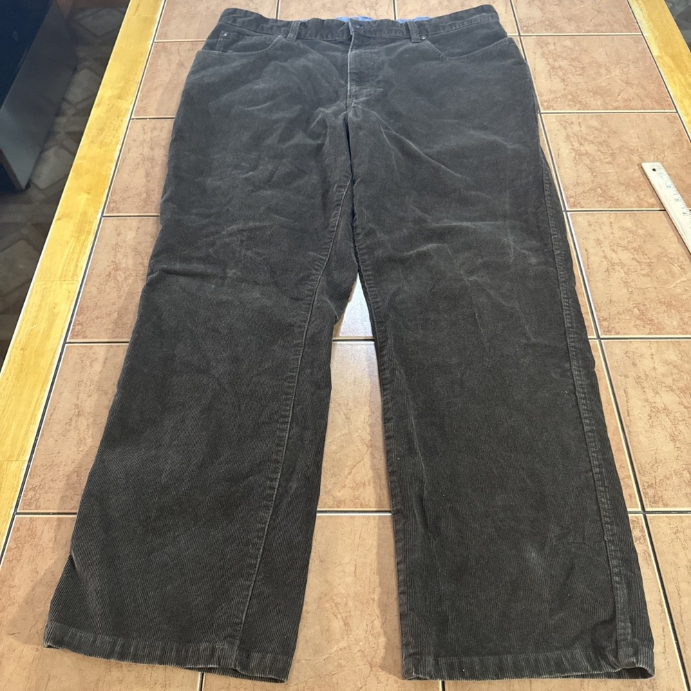 L.L Bean Corduroy Pants Mens Sz 35 x‎ 28 Natural Fit Brown Stretch Cotton Cords